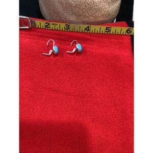 Sterling Silver Turquoise Cabochon Leverback Drop Earrings Blue Oval Boho